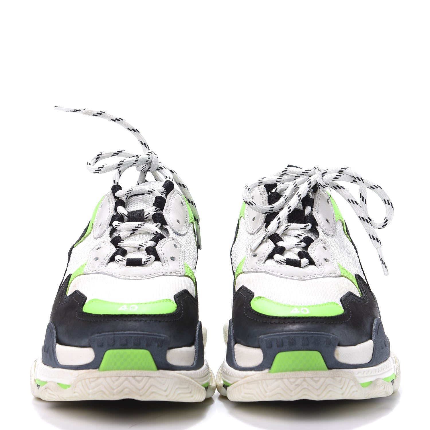 Balenciaga Fabric Mesh Womens Triple S Sneakers 40 White Green Fluo Black 2 of 10