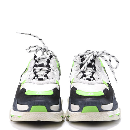 Balenciaga Fabric Mesh Womens Triple S Sneakers 40 White Green Fluo Black 2 of 10