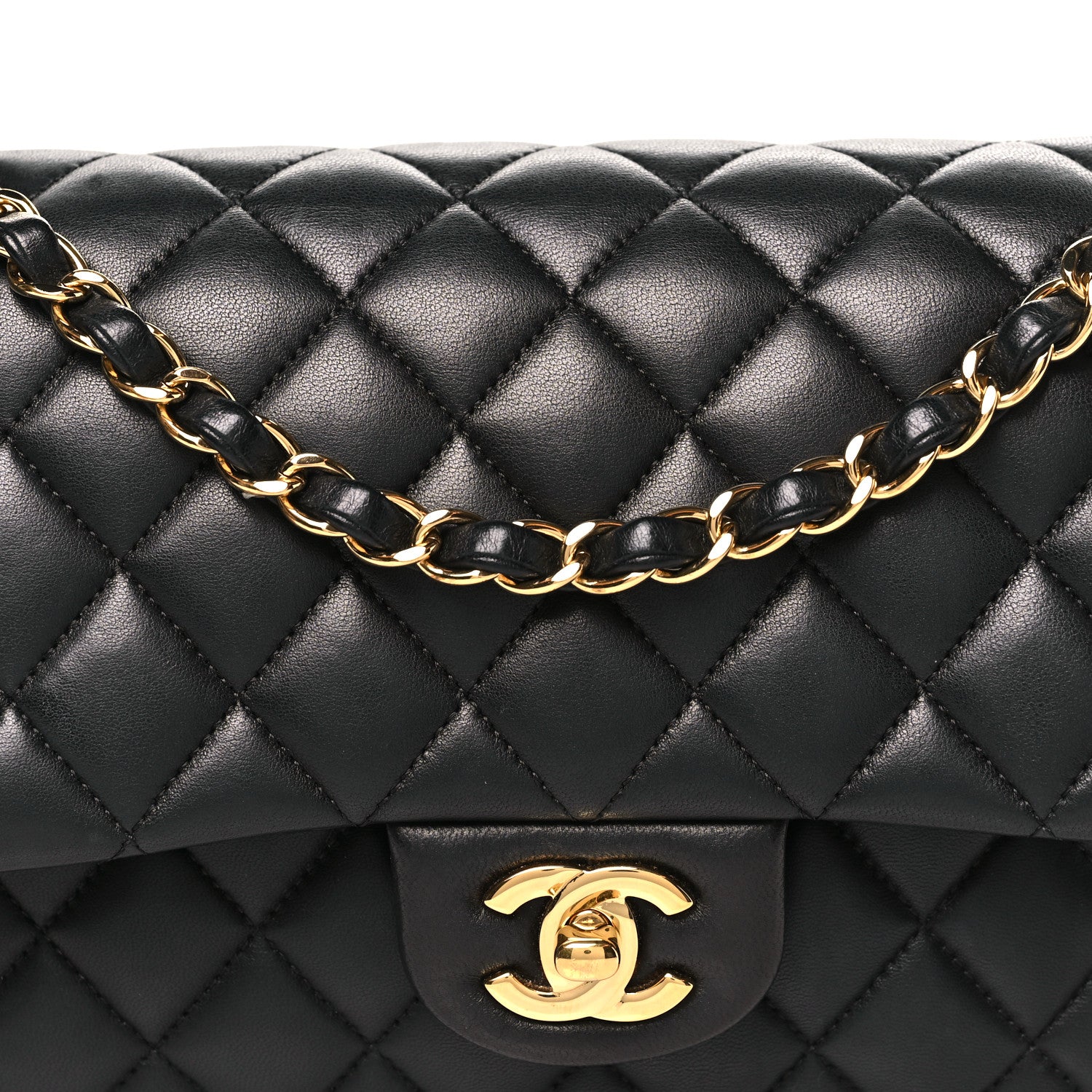 Chanel Lambskin Quilted Medium Double Flap Black 8 of 10