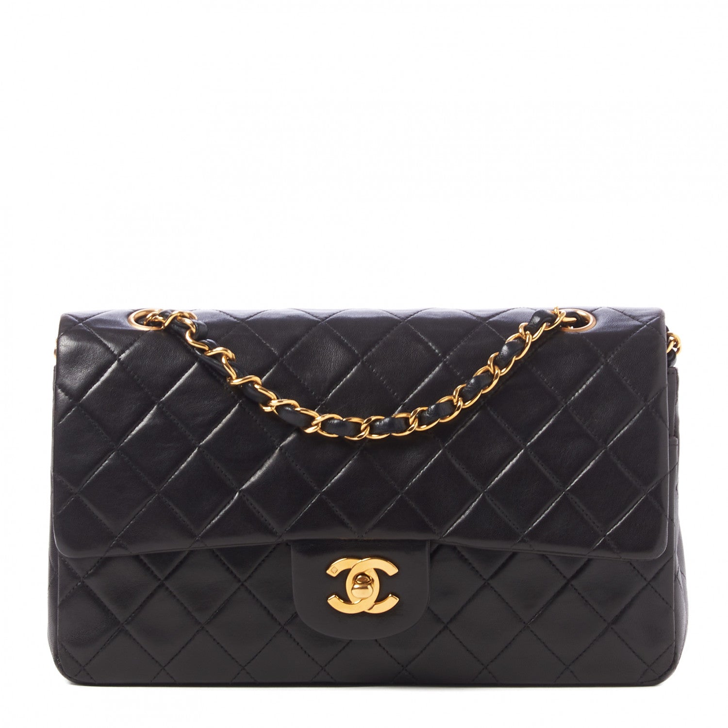Chanel Lambskin Quilted Medium Double Flap Black 1 of 9
