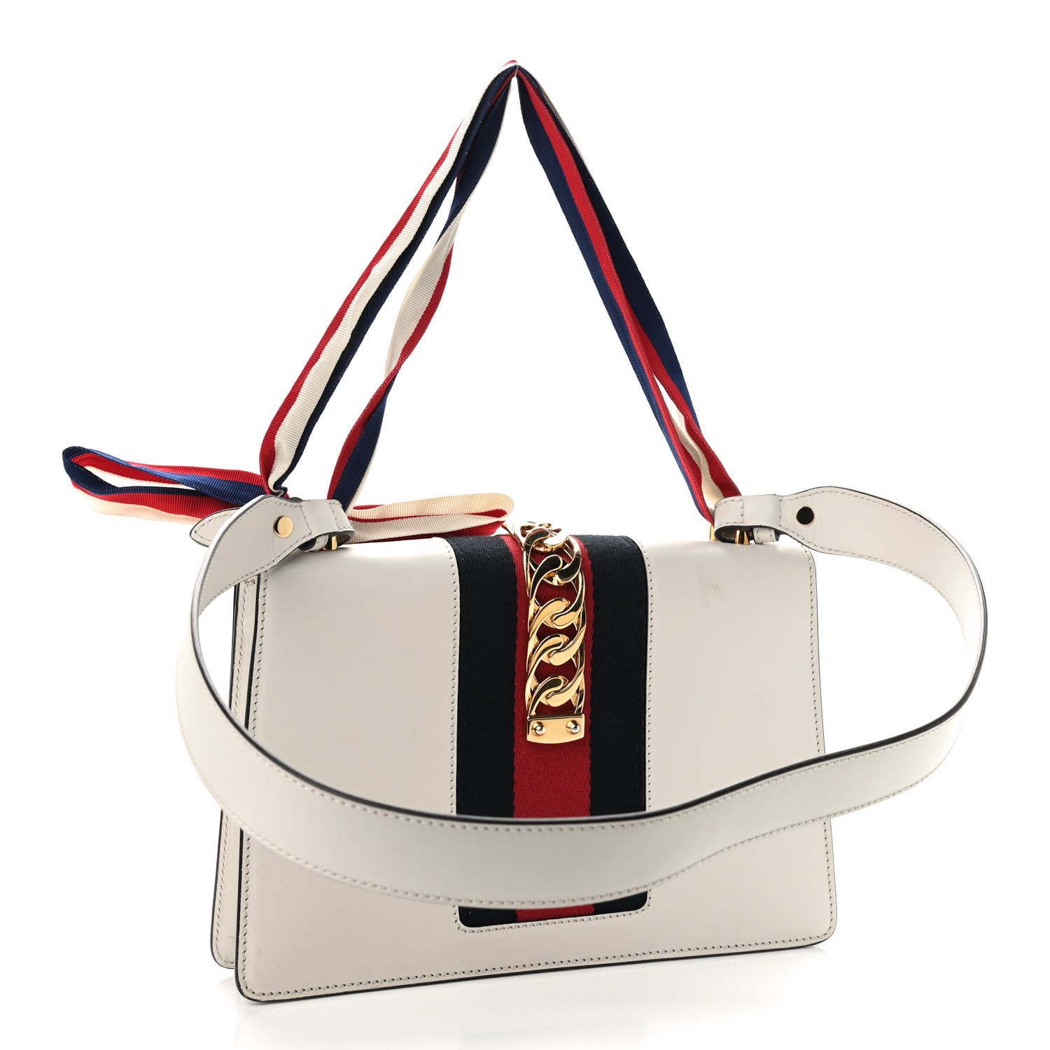 Gucci Calfskin Small Sylvie Shoulder Bag Off White 3 of 12
