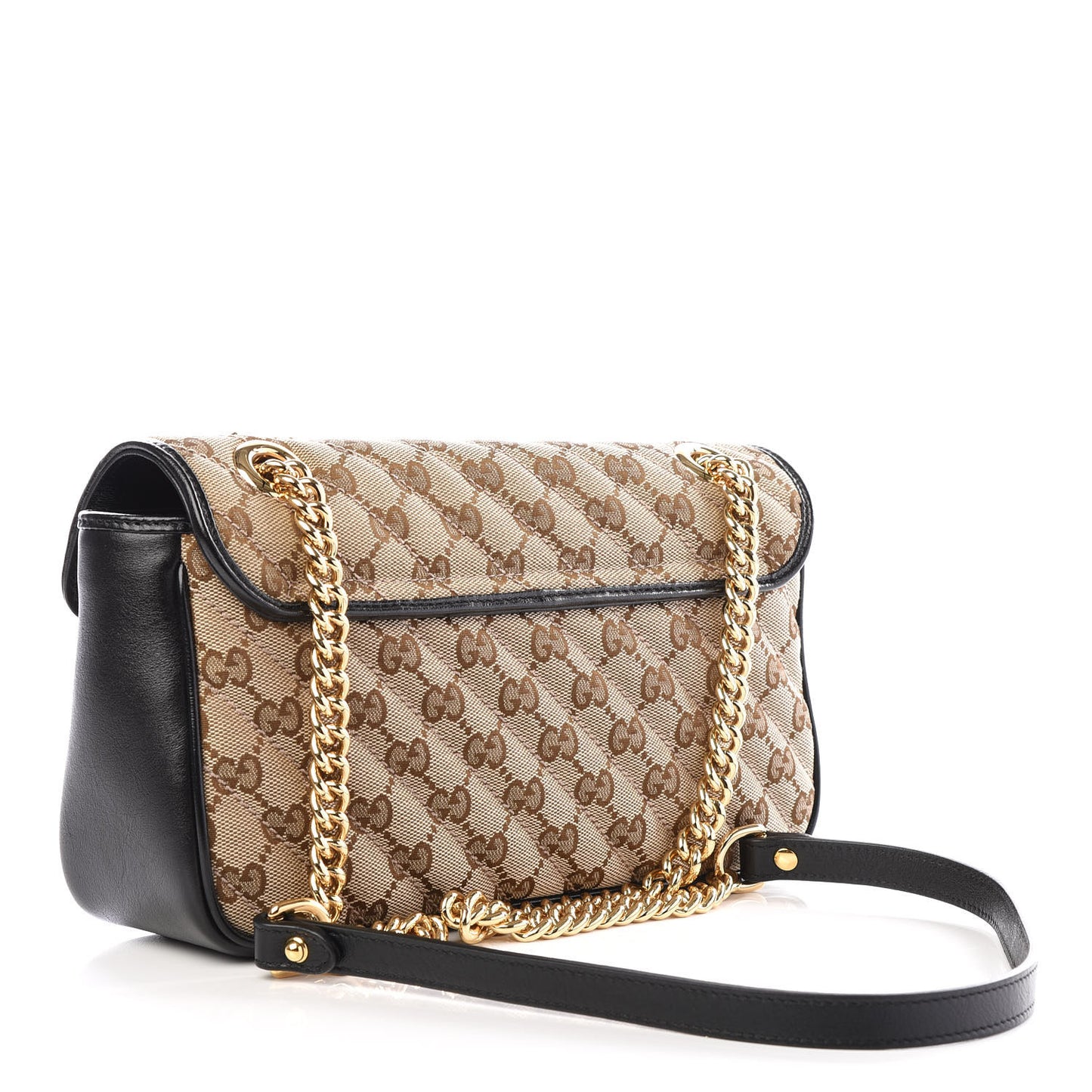 Monogram Matelasse Diagonal Small GG Marmont Shoulder Bag Beige Black