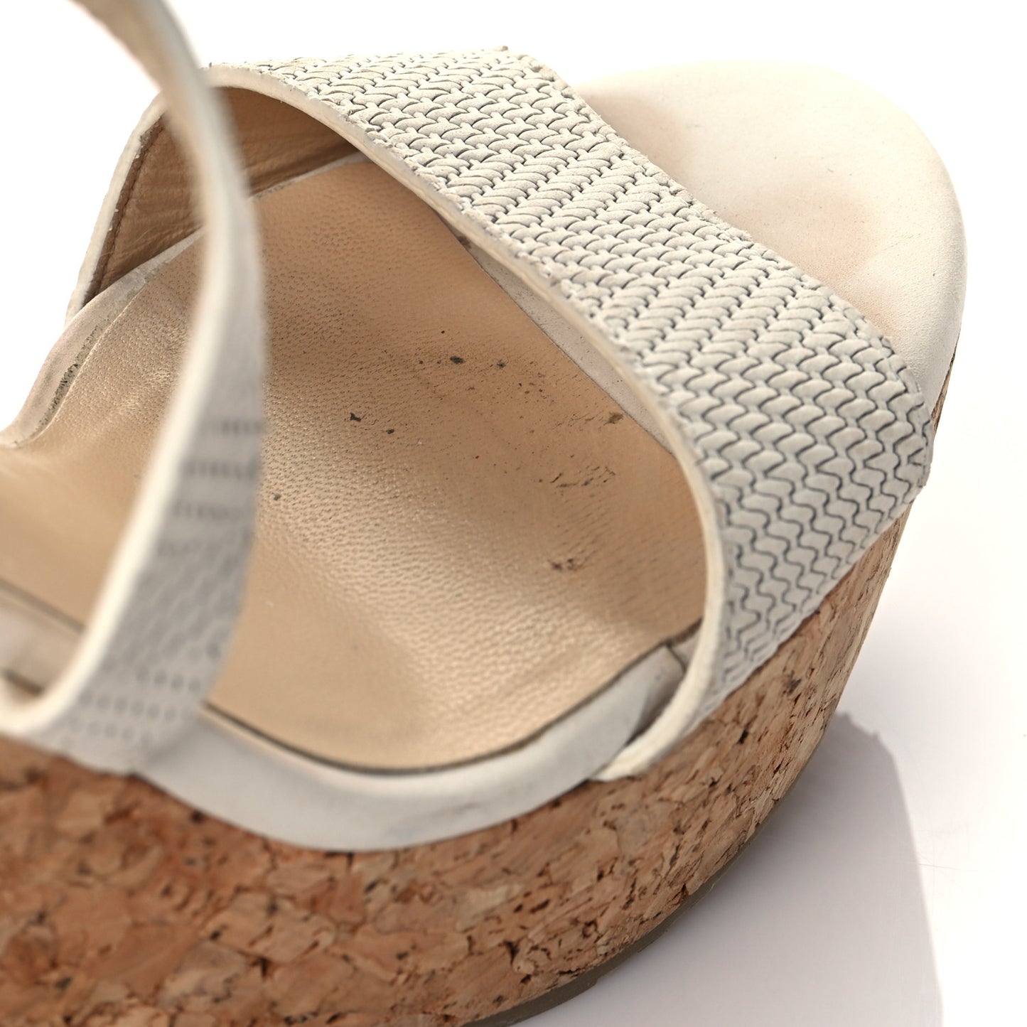 Nubuck Embossed Cork Portia 120 Wedge Sandals 38 Latte