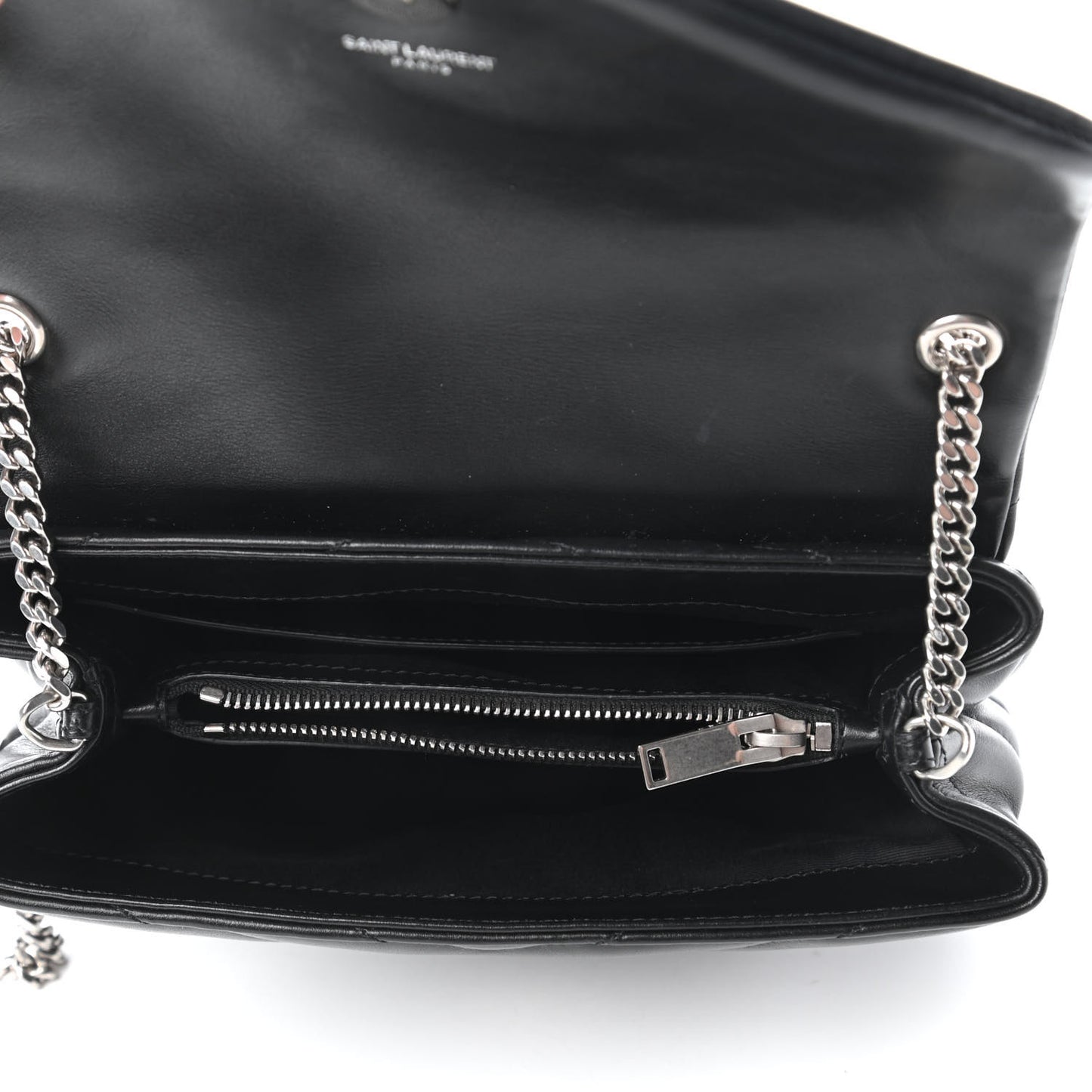 Calfskin Y Quilted Monogram Small Loulou Chain Satchel Black