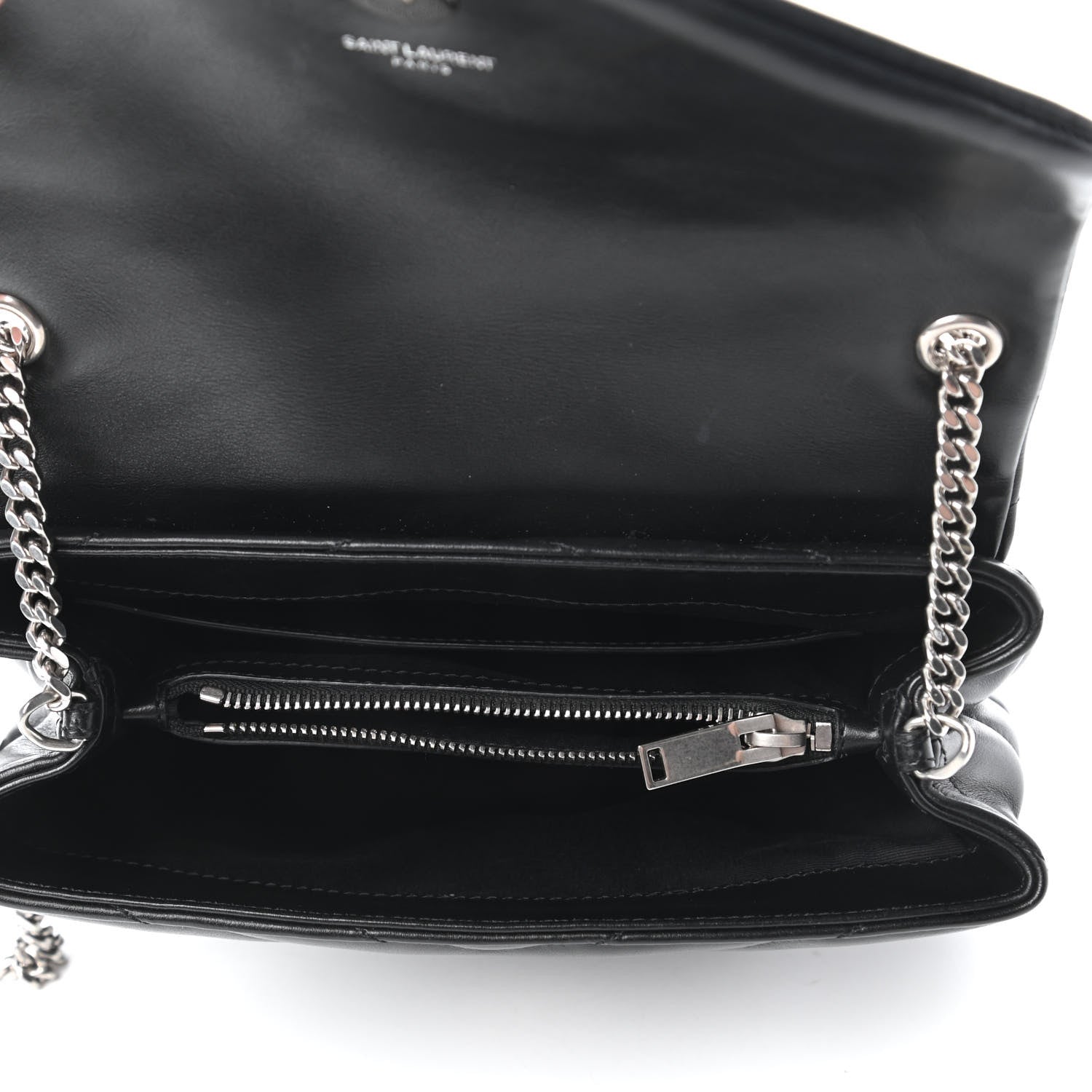 Saint Laurent Calfskin Y Quilted Monogram Small Loulou Chain Satchel Black 5 of 10