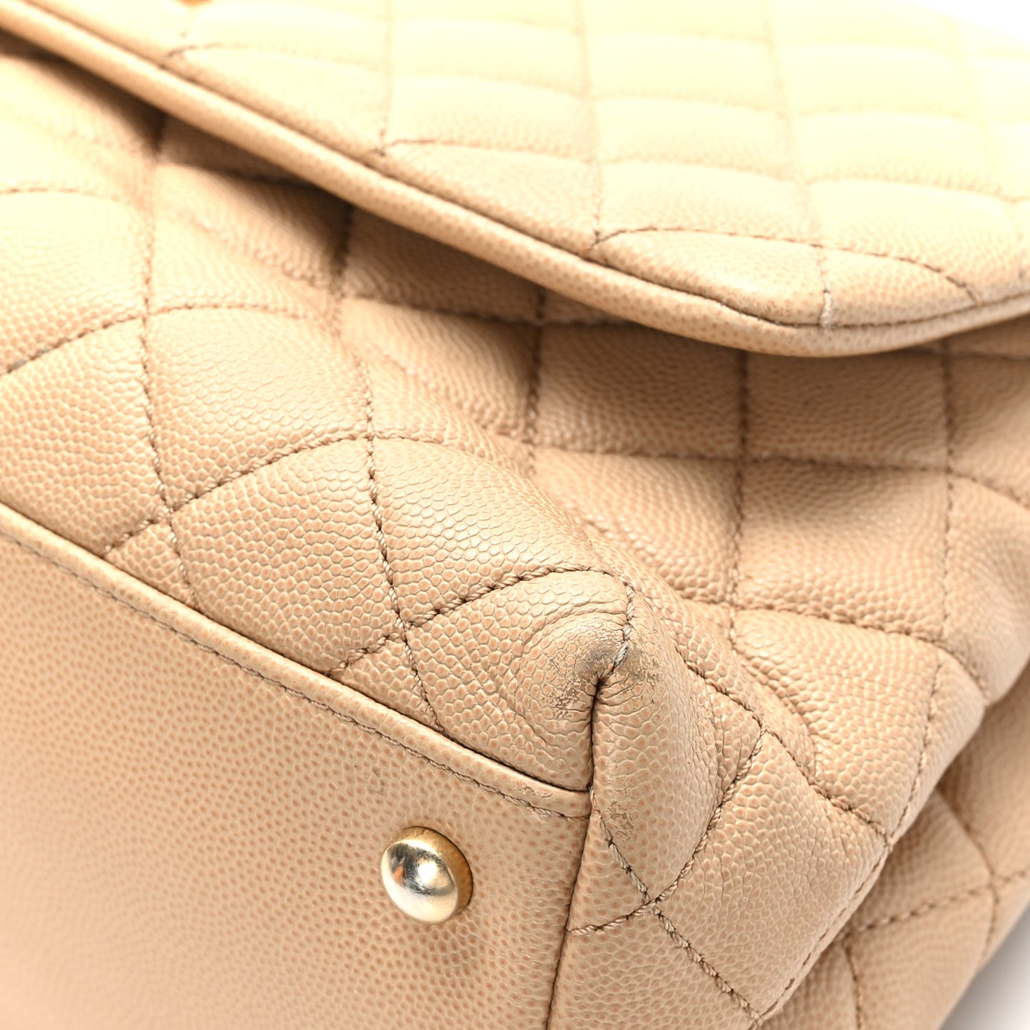 Caviar Lizard Embossed Quilted Small Coco Handle Flap Beige