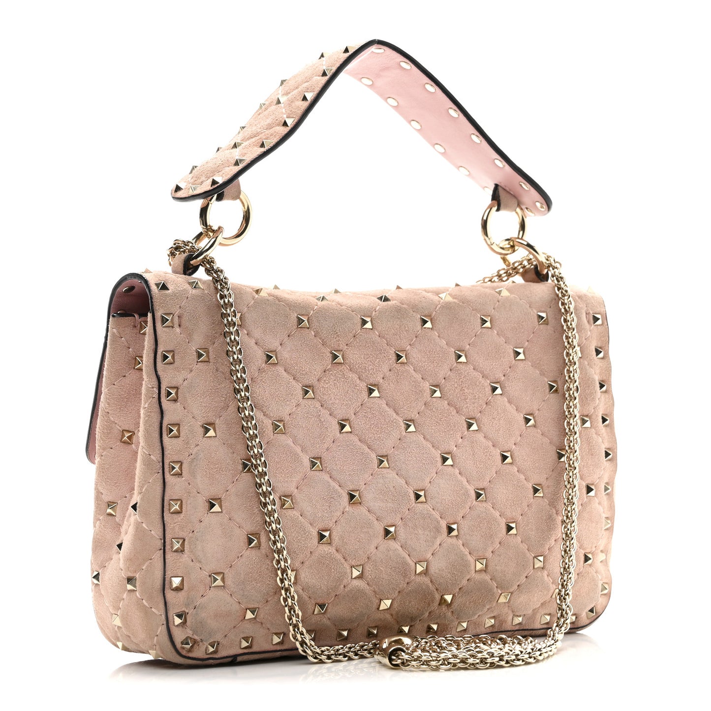 Suede Medium Rockstud Spike Shoulder Bag Loto