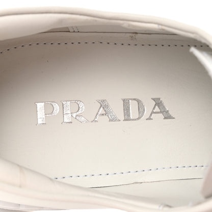 Prada Spazzolato Rubber Triangle Logo 50mm Derby Loafers 40 White 8 of 11