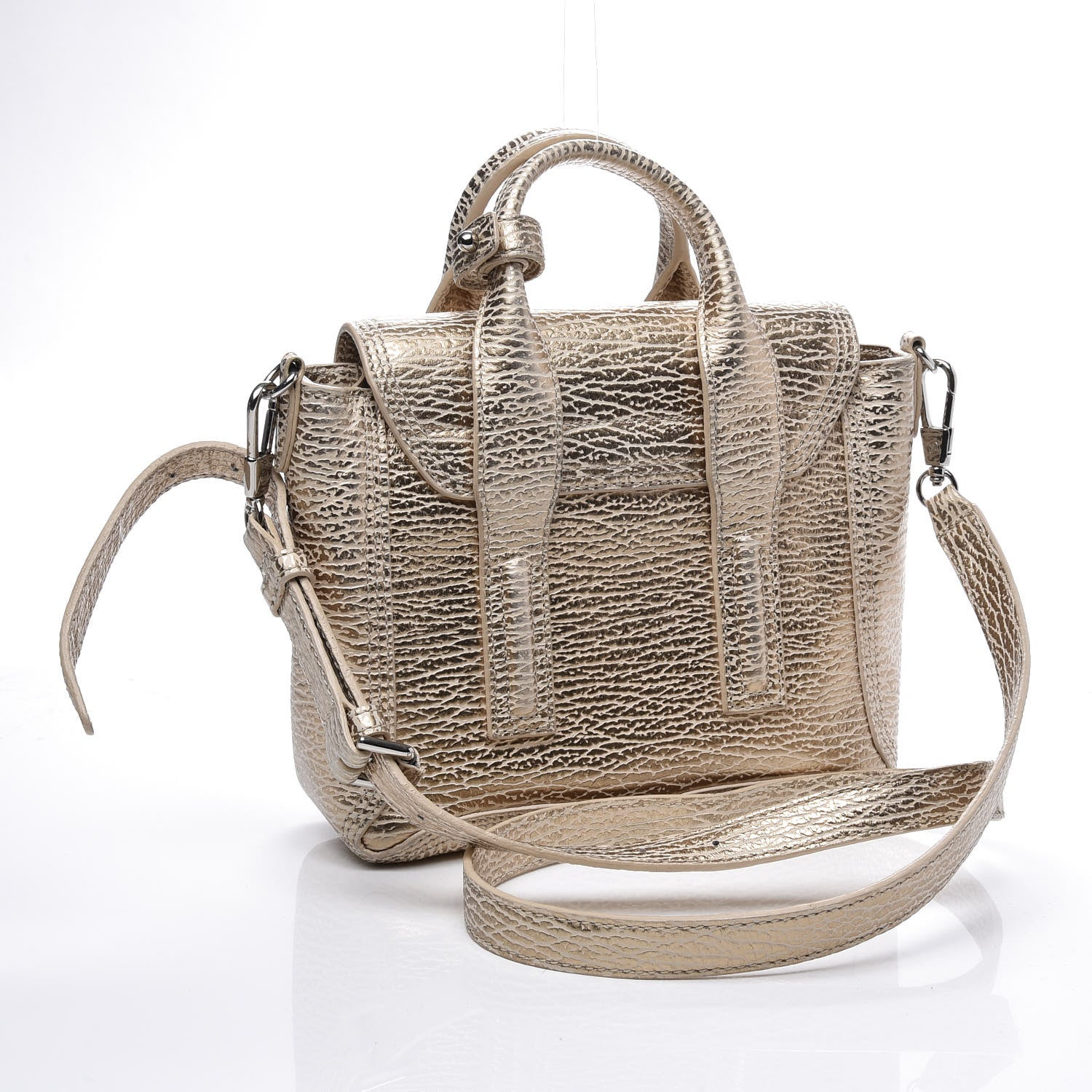 3.1 Phillip Lim 3.1 Textured Calfskin Mini Pashli Satchel Nude Platinum 2 of 10