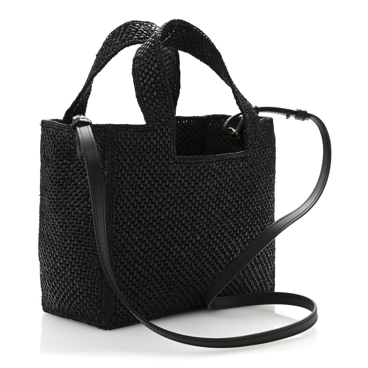 X PAULA'S IBIZA Raffia Font Tote Black
