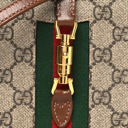 Gucci GG Supreme Monogram Azalea Calfskin Web Mini Jackie 1961 Hobo Beige Ebony Brown Sugar 7 of 9