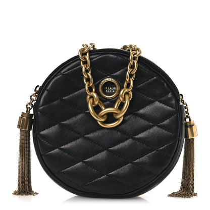 Saint Laurent Lambskin Quilted Round Le Maillon Round Tassel Chain Crossbody Bag Black 1 of 11
