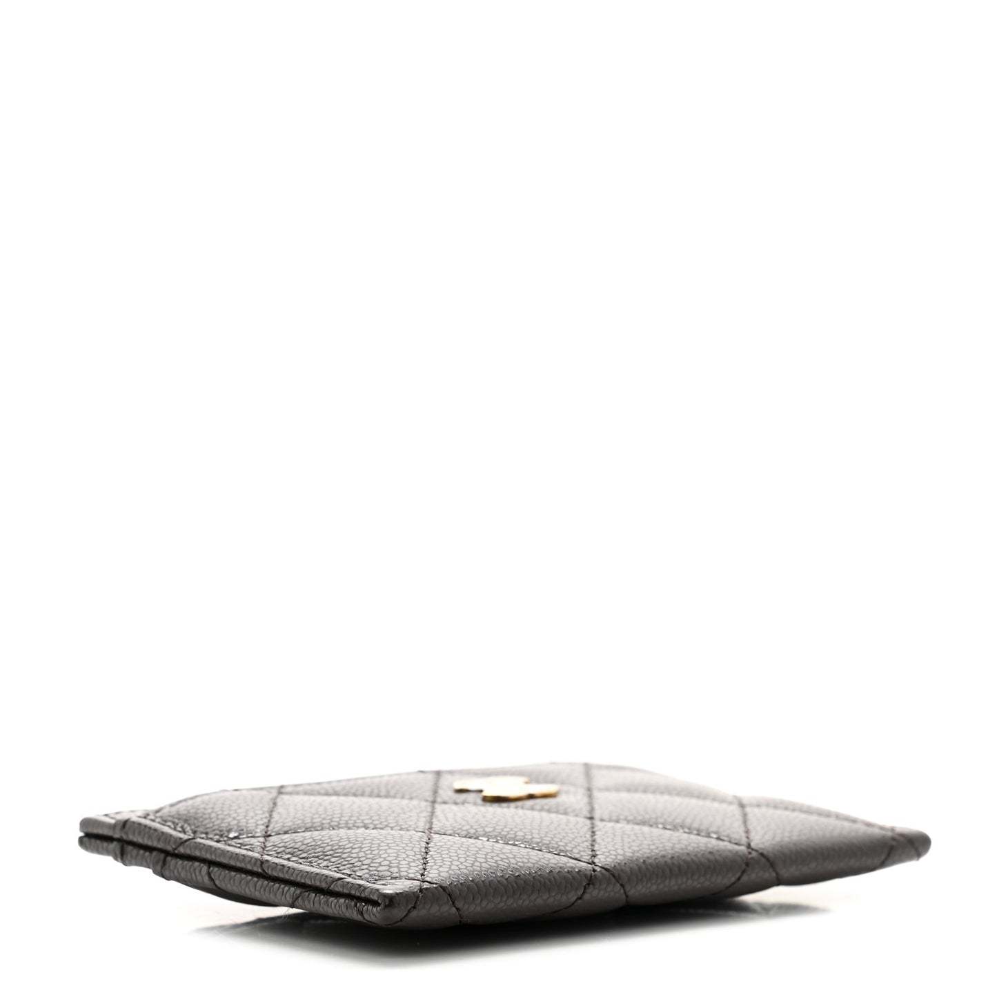 Caviar Quilted Card Holder Dark Brown