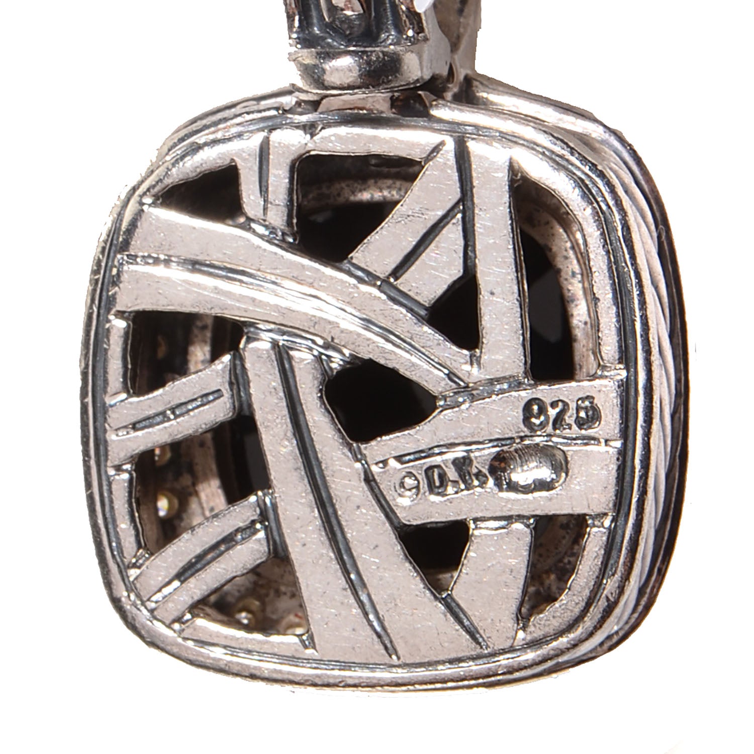 David Yurman Sterling Silver Diamond 11mm Onyx Albion Pendant 3 of 3
