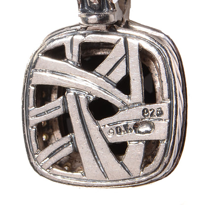 David Yurman Sterling Silver Diamond 11mm Onyx Albion Pendant 3 of 3