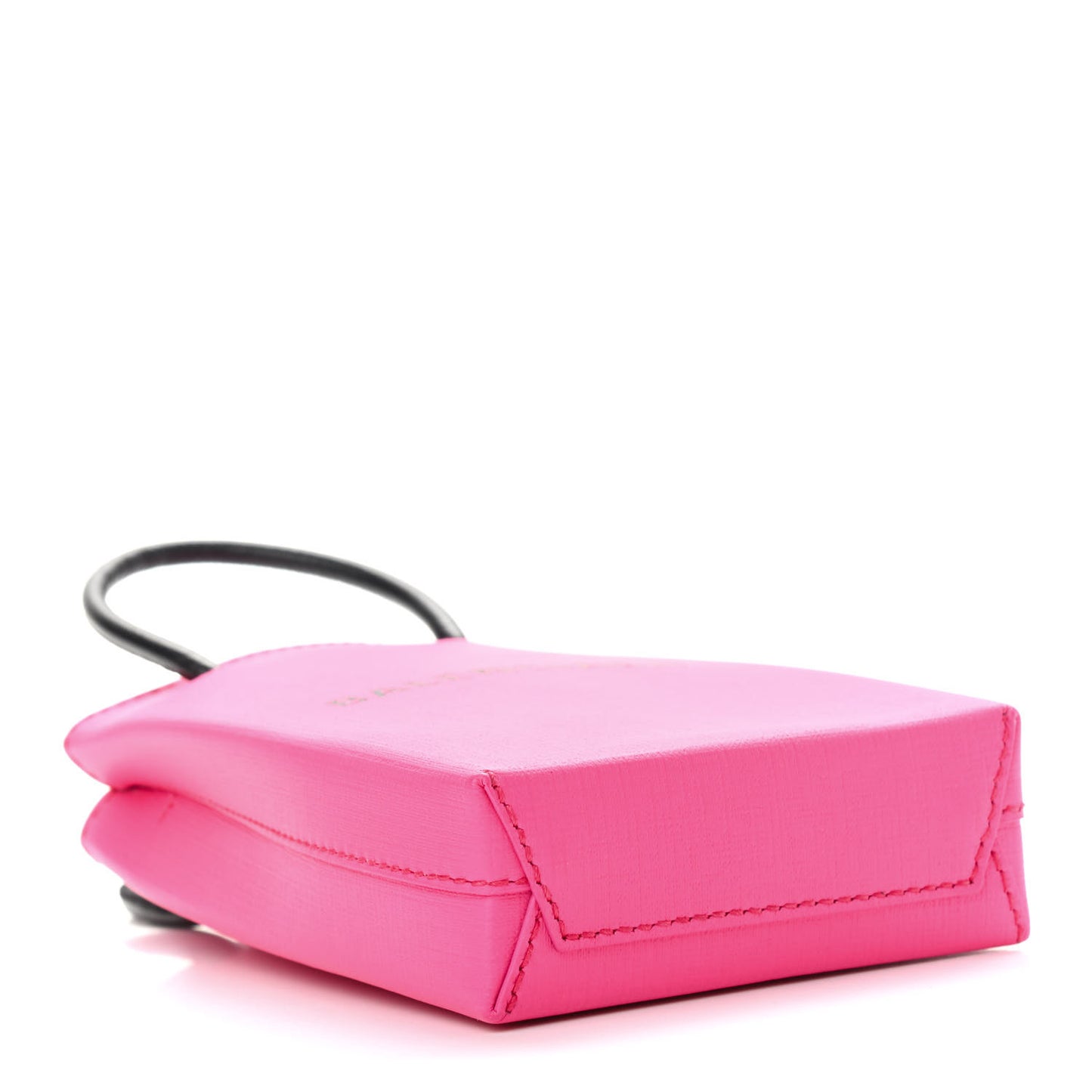 Squared Calfskin Logo Shopping Phone Holder Bag Acid Fuchsia
