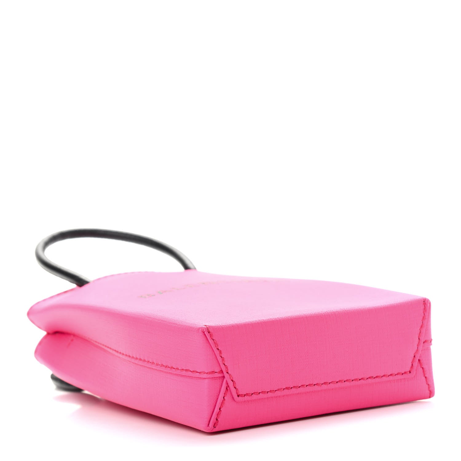 Balenciaga Squared Calfskin Logo Shopping Phone Holder Bag Acid Fuchsia 4 of 9