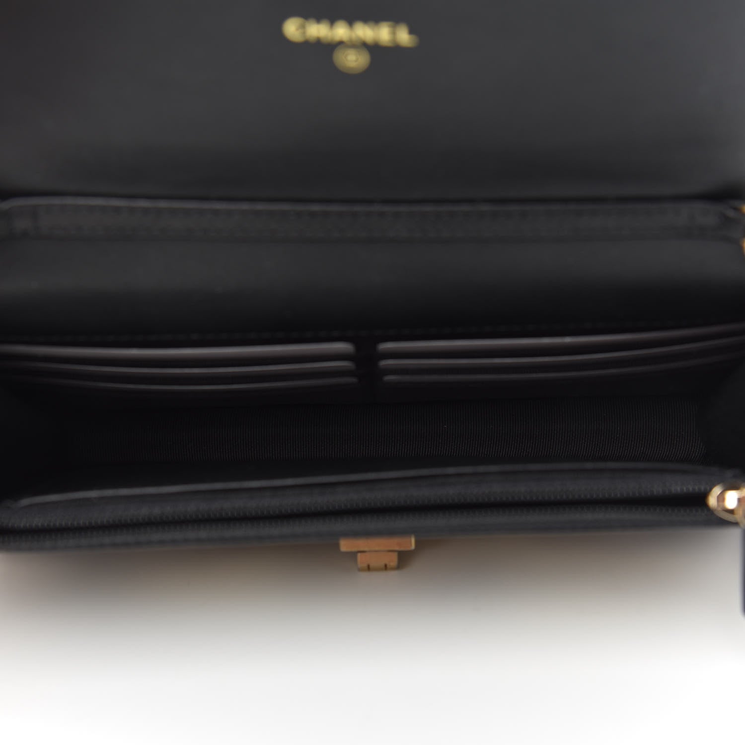 Chanel Calfskin Crocodile Embossed Graffiti 2.55 Cocodile Reissue Wallet On Chain WOC Black Gold 5 of 12
