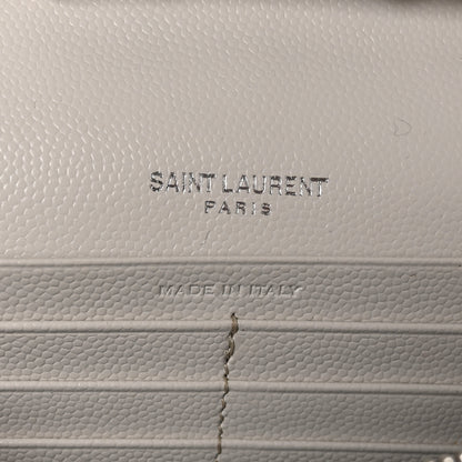 Saint Laurent Grain De Poudre Matelasse Chevron Monogram Chain Wallet Crema Soft 7 of 10