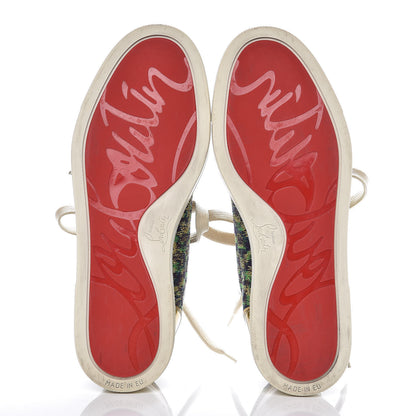 Christian Louboutin Crystal Metallic Suede Peacock Woven Lurex Gondolastrass Sneakers 37 Burgundy Green 5 of 11