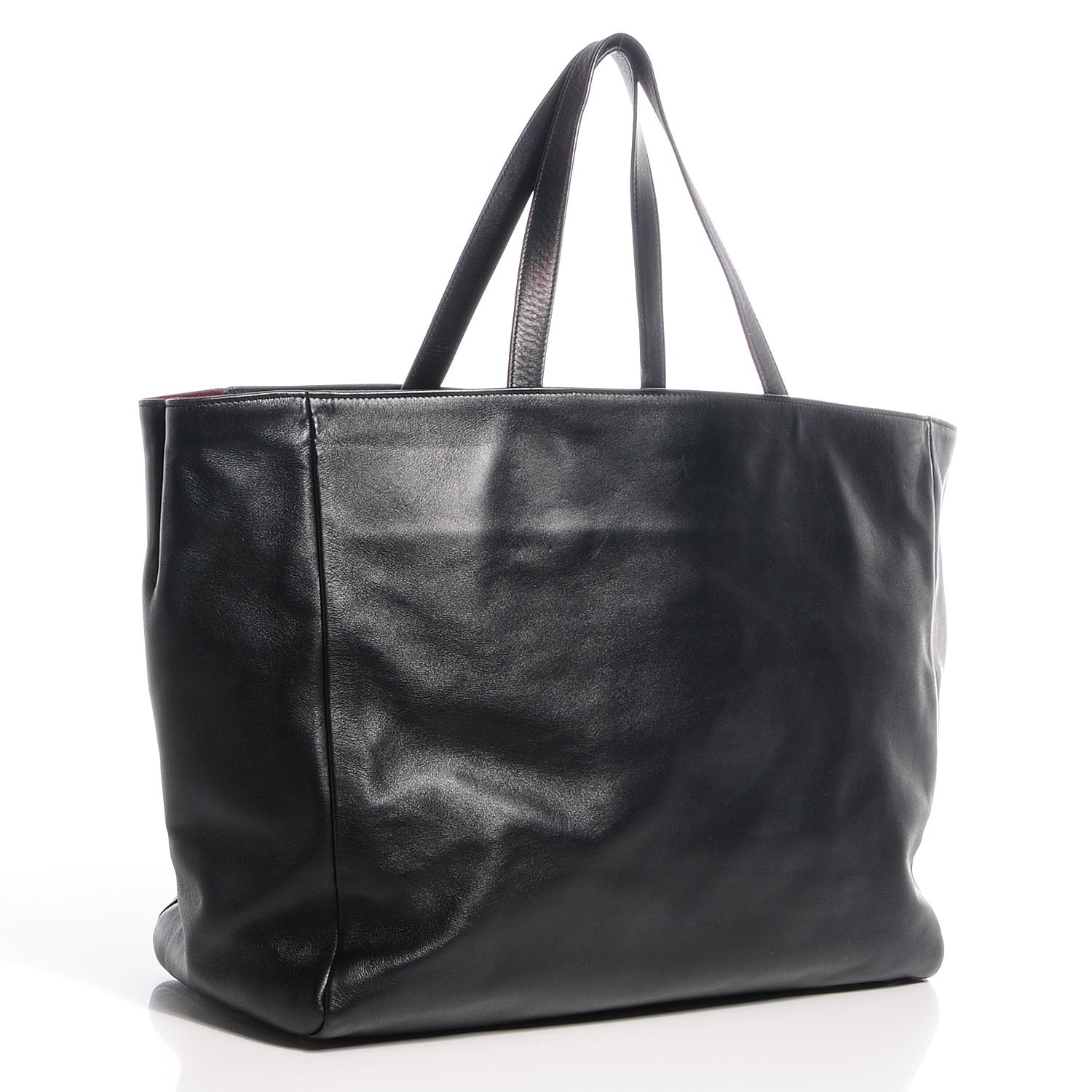 Saint Laurent Calfskin Suede Reversible Shopper Tote Noir Amarena 3 of 9