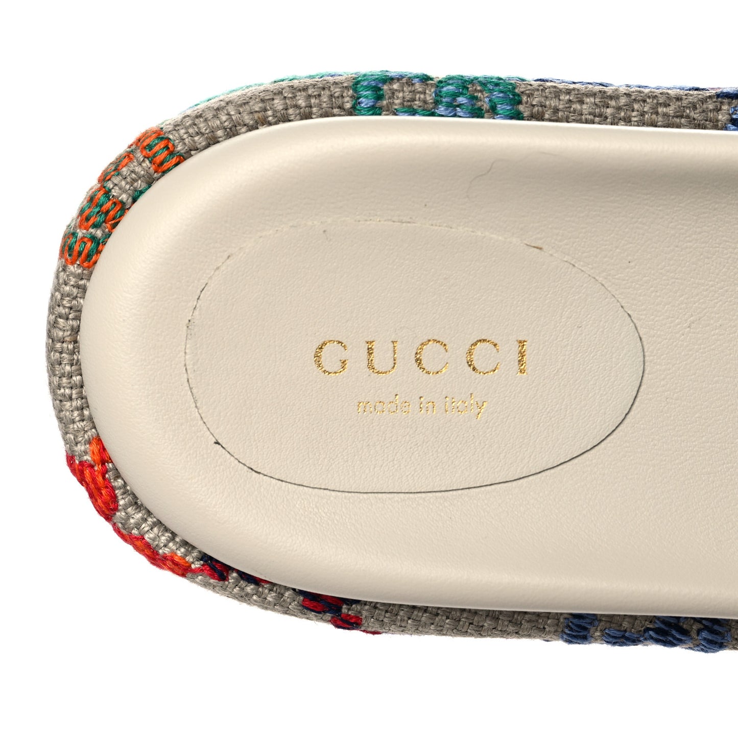 Linen Psychedelic Mini GG Monogram Angelina Platform 55mm Slide Sandals 37.5 Multicolor