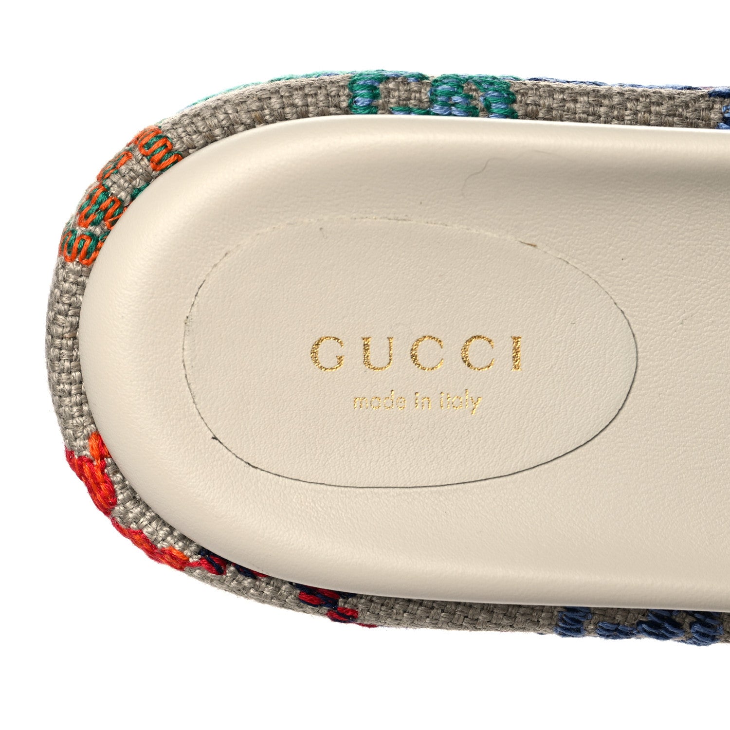 Gucci Linen Psychedelic Mini GG Monogram Angelina Platform 55mm Slide Sandals 37.5 Multicolor 7 of 7