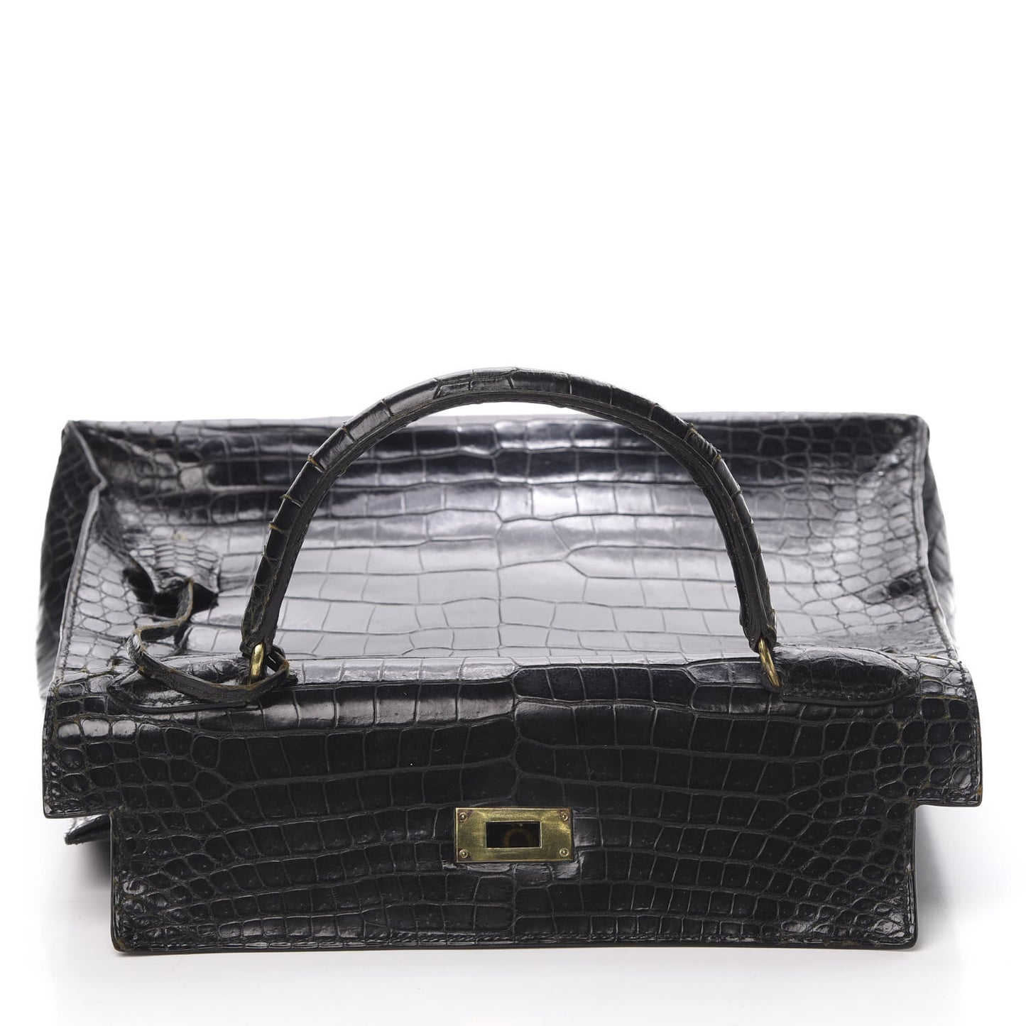 Shiny Porosus Crocodile Kelly Sellier 32 Black