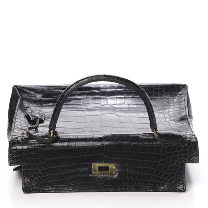 Hermes Shiny Porosus Crocodile Kelly Sellier 32 Black 16 of 50