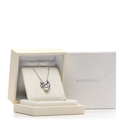 Mikimoto 18K White Gold Diamond Akoya Pearl Jeux de Rubans Pendant Necklace 5 of 5