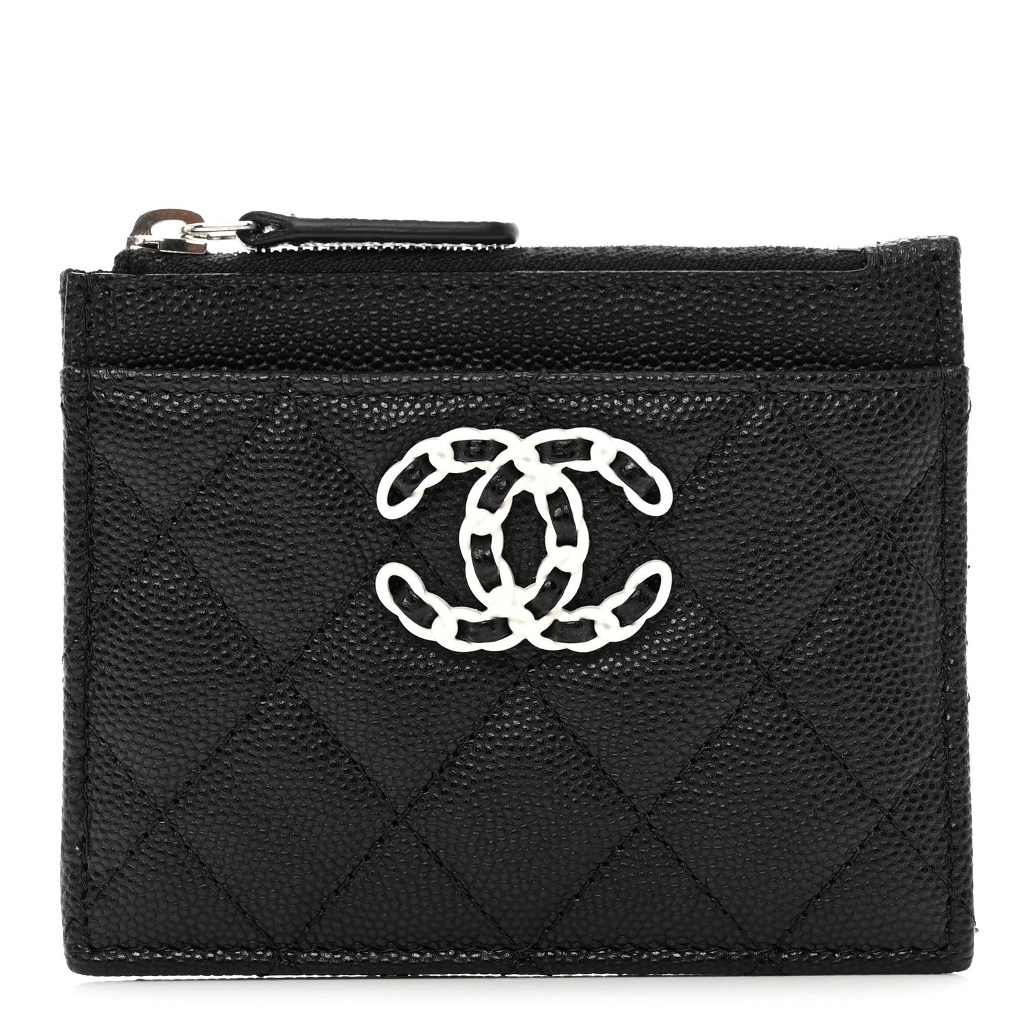 Chanel Caviar Quilted Chanel 19 Zip Card Holder Black 1 of 8