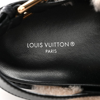 Louis Vuitton Shearling Paseo Sandals 39 Black 5 of 8