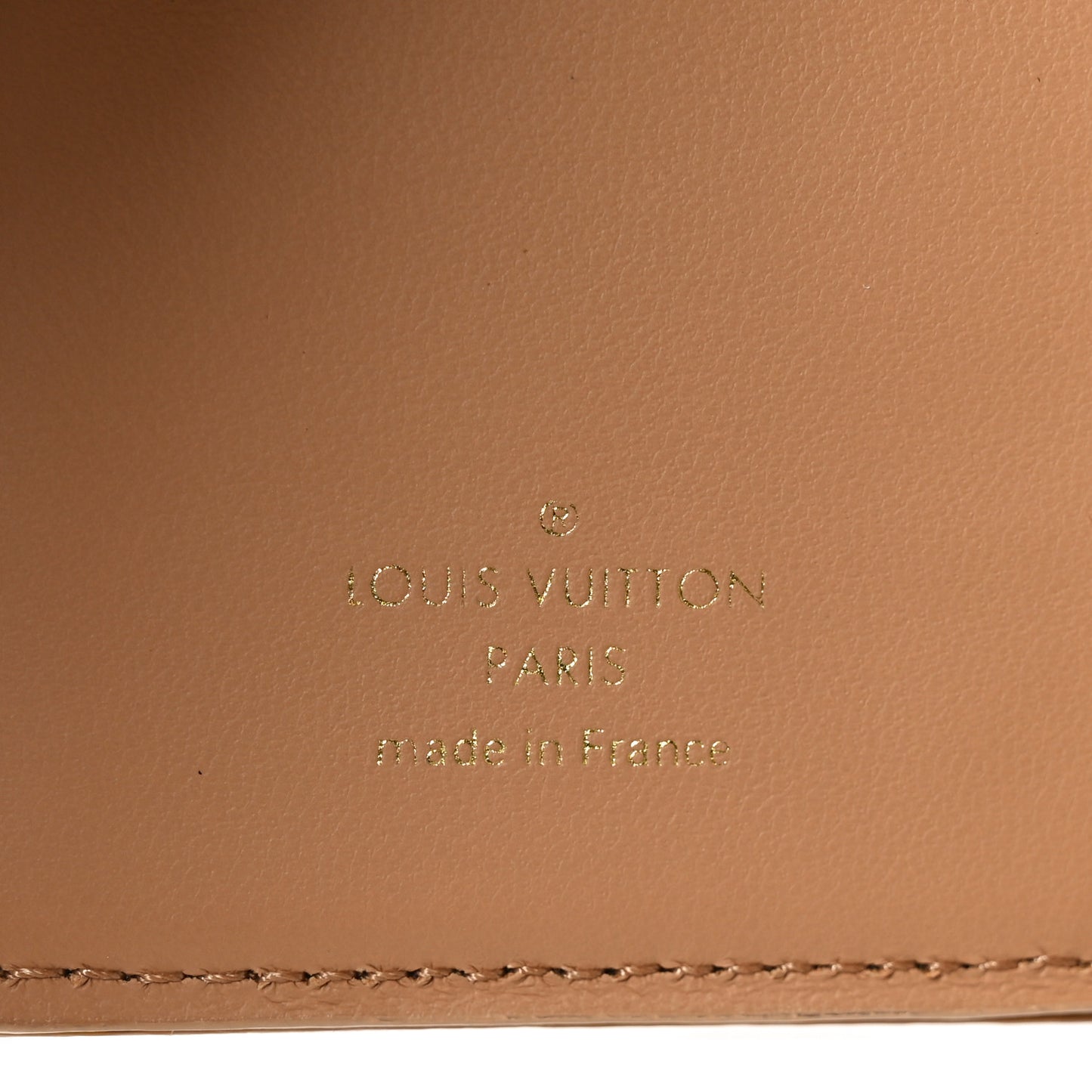 Lambskin Embossed Monogram Lou Coussin Wallet Camel