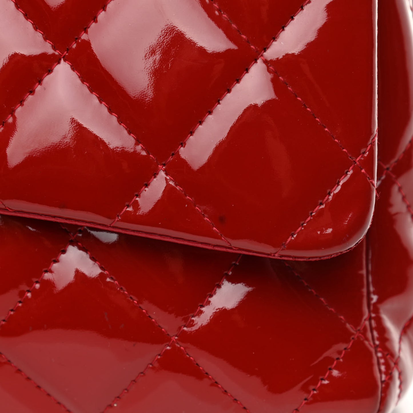 Patent Quilted Maxi Double Flap Red