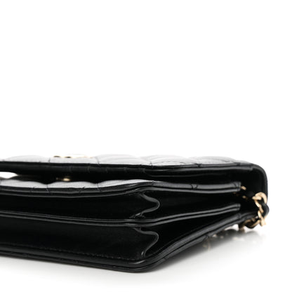 Chanel Lambskin Quilted Mini Camellia Bow Wallet On Chain WOC Black 9 of 10