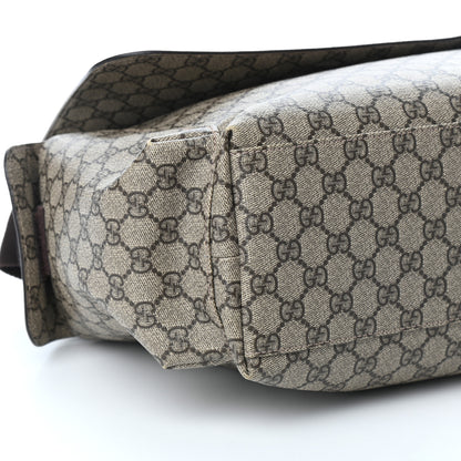 Gucci GG Supreme Monogram Selleria Calfskin Messenger Diaper Bag Beige Ebony Cocoa Dark Chocolate 8 of 9