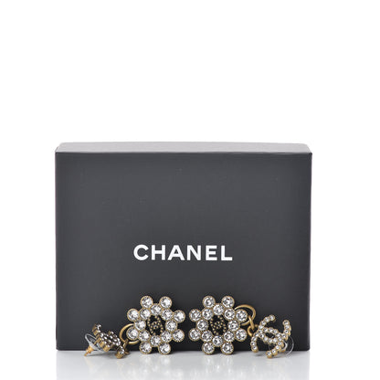 Chanel Crystal Strass CC City of Lights Cluster Dangle Earrings Gold 5 of 5