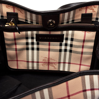 Burberry Haymarket Check Small Canterbury Tote Chocolate 10 of 19