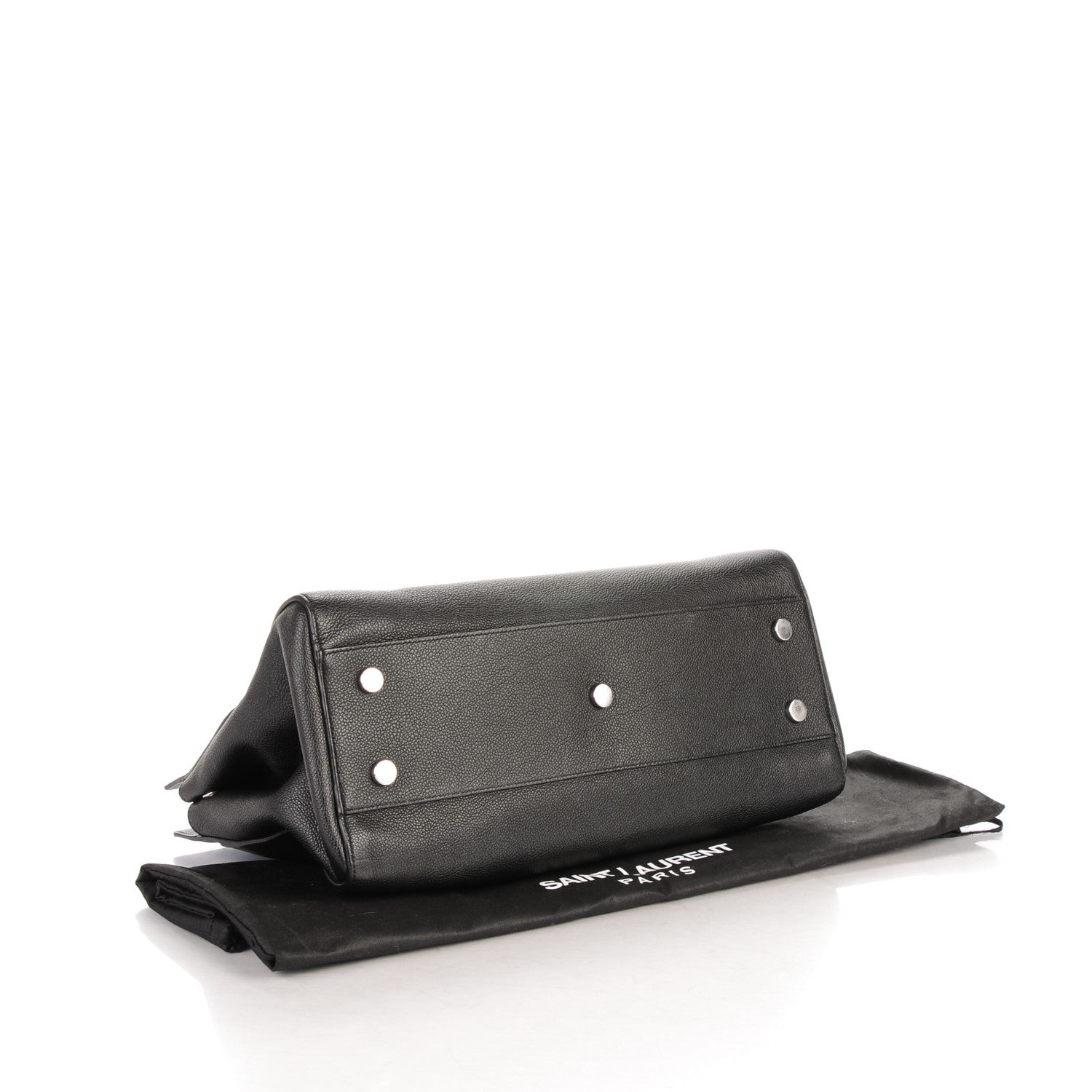 Saint Laurent Grained Calfskin Medium Cabas Rive Gauche Black 4 of 7