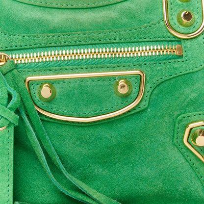 Balenciaga Baby Daim Suede Gold Metallic Edge Hardware Mini City Vert Fluo 10 of 15