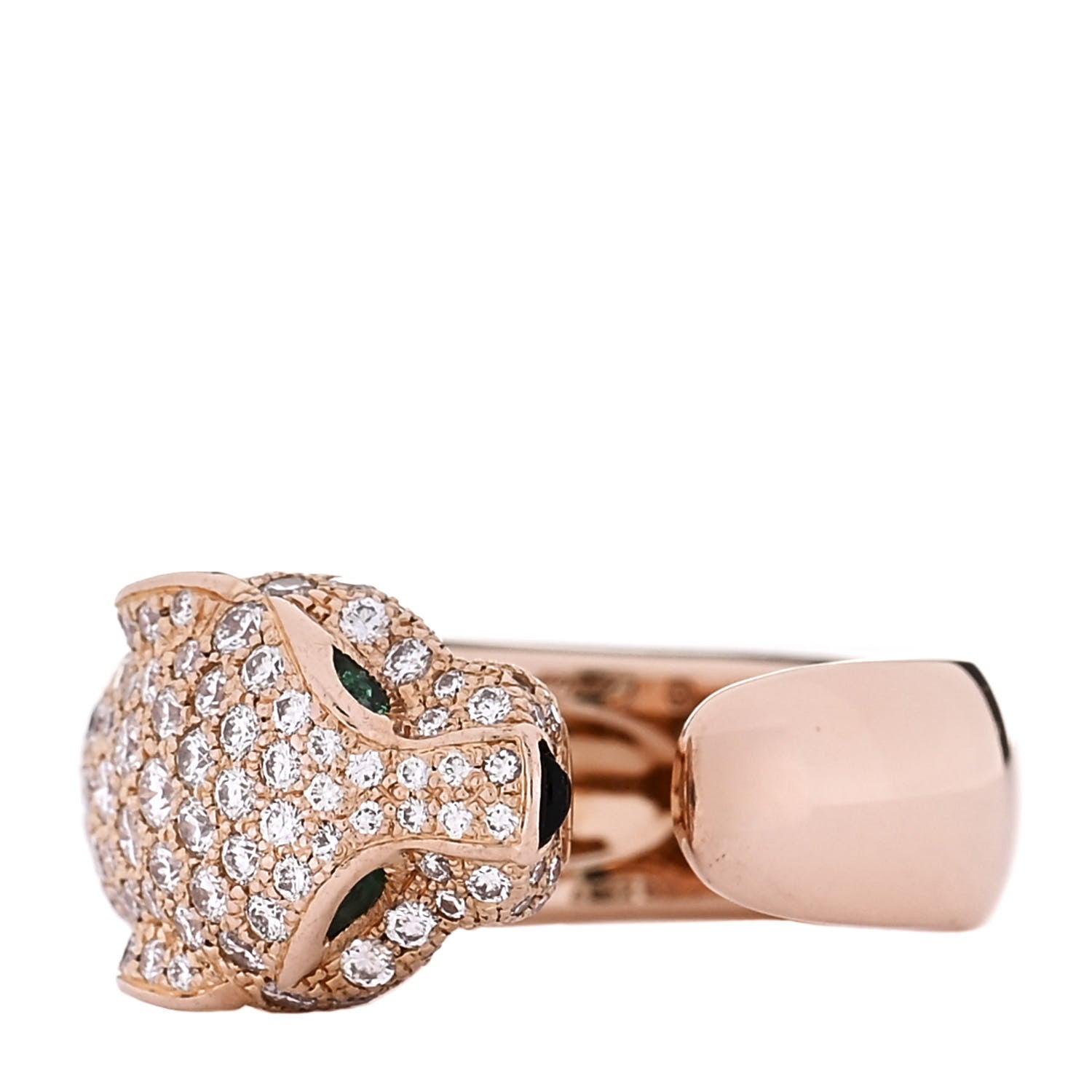 Cartier 18K Pink Gold Diamond Emerald Onyx Panthere De Cartier Ring 51 5.75 2 of 6