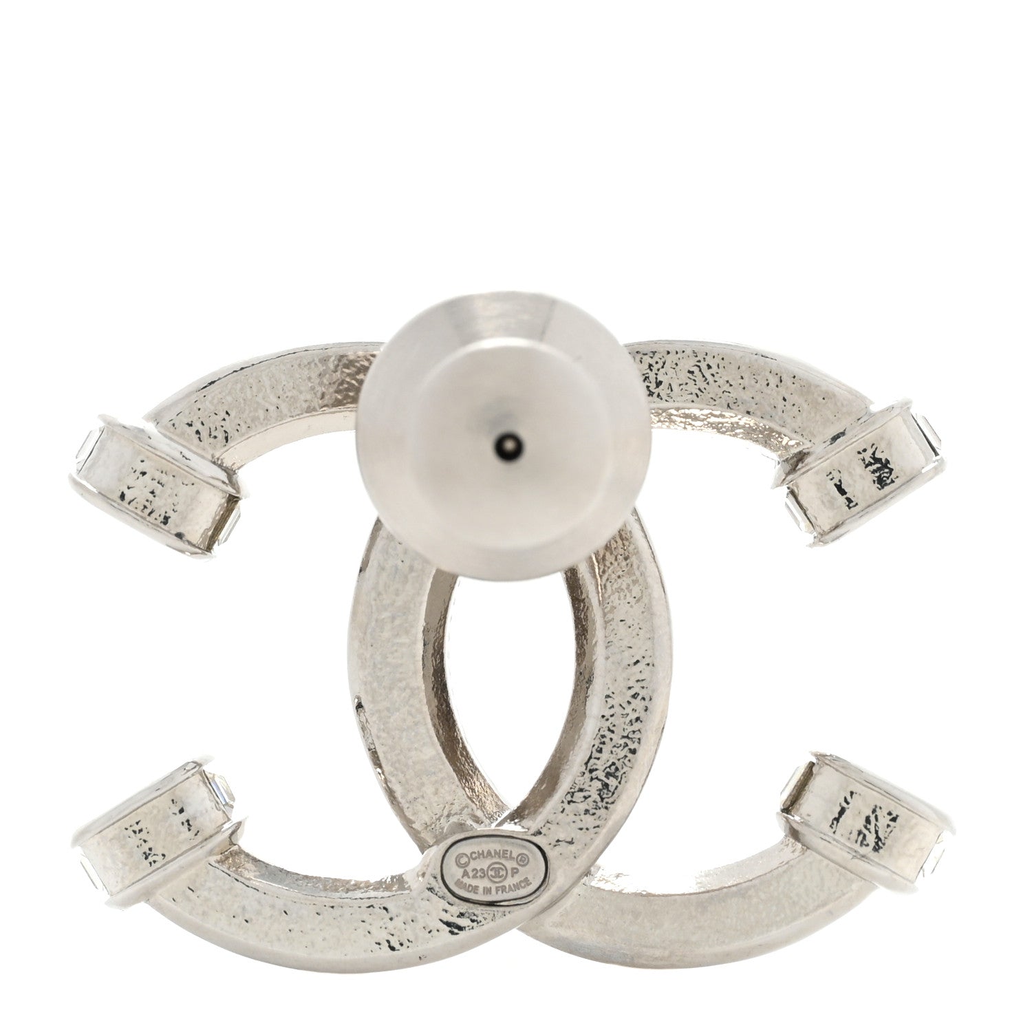 Chanel Metal Crystal Baguette CC Brooch Silver 3 of 5