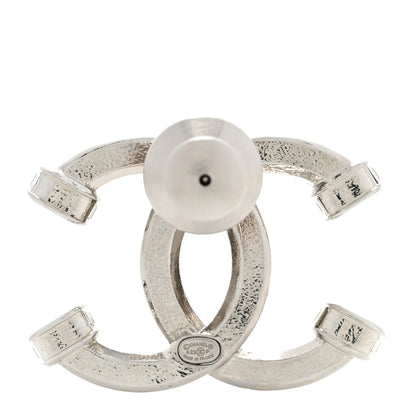 Chanel Metal Crystal Baguette CC Brooch Silver 3 of 5