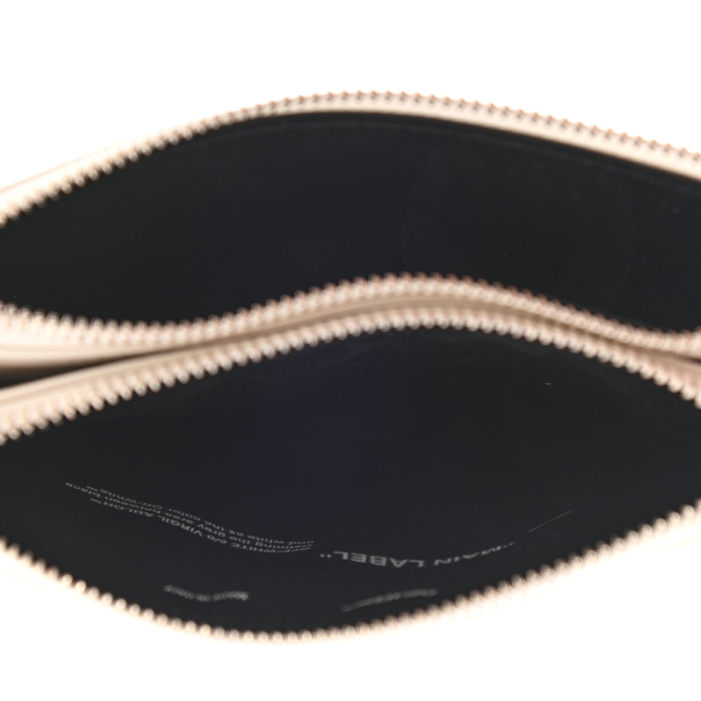Saffiano Striped Diag Flat Pouch White Black