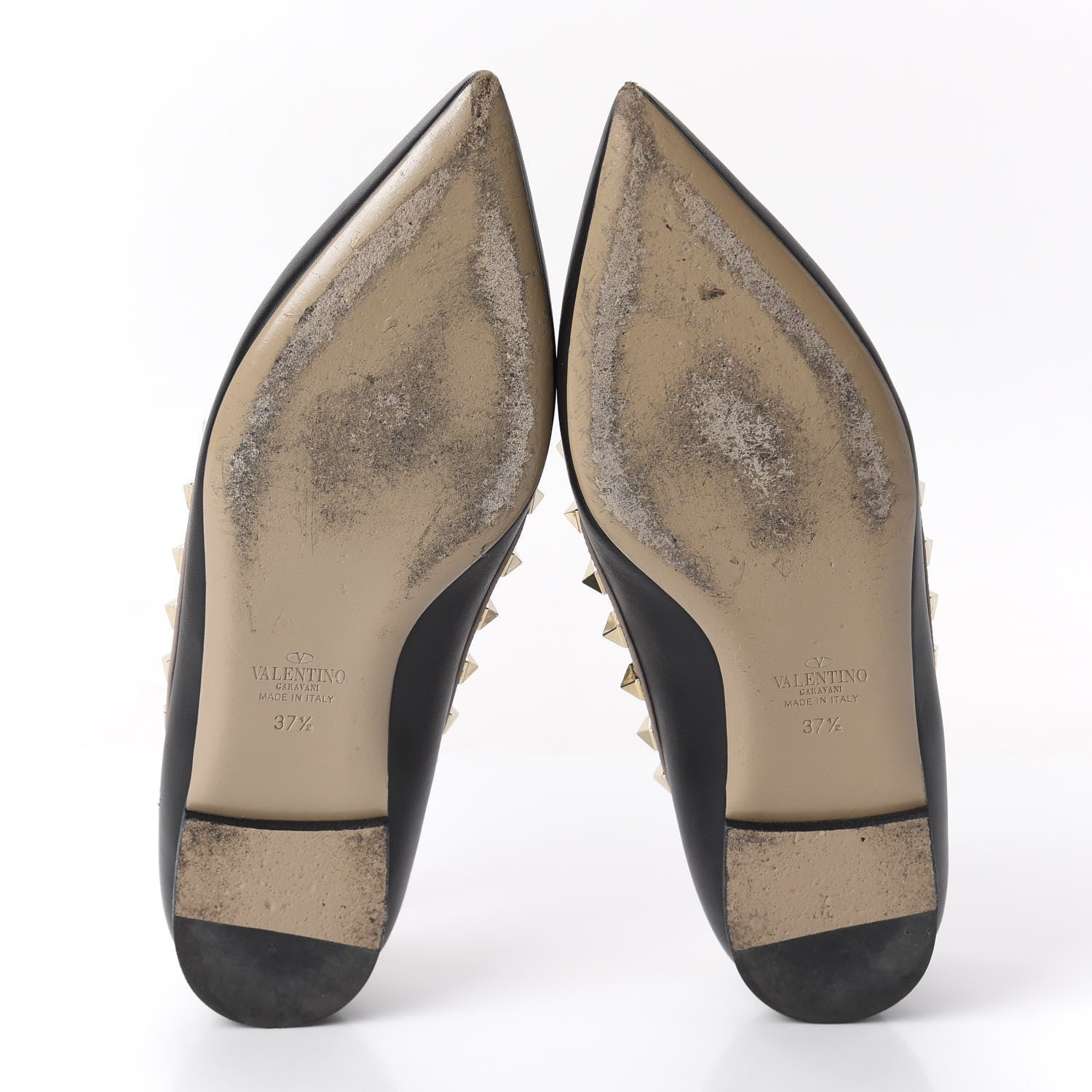 Valentino Garavani Nappa Rockstud Cage Ballerina Flats 37.5 Black Poudre 5 of 14
