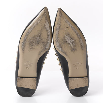 Valentino Garavani Nappa Rockstud Cage Ballerina Flats 37.5 Black Poudre 5 of 14