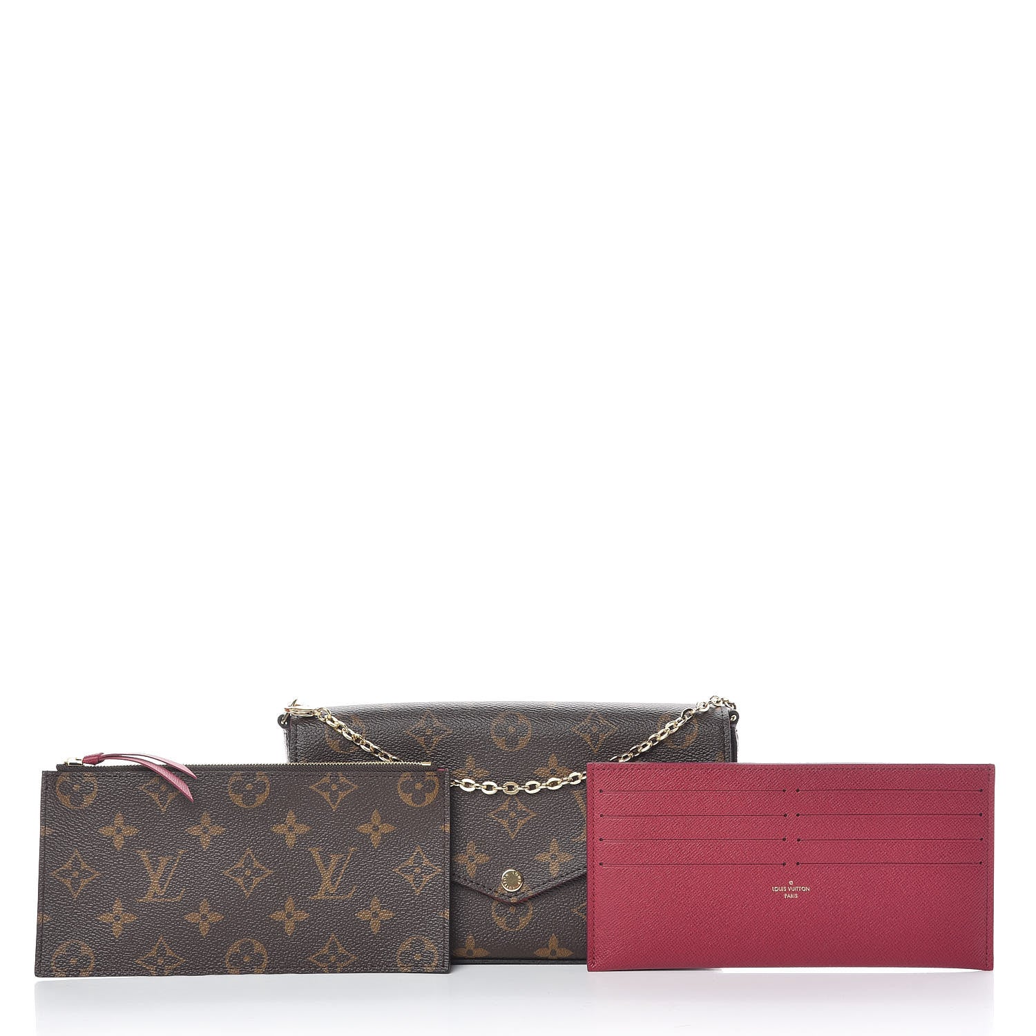 Louis Vuitton Monogram Pochette Felicie Chain Wallet Fuchsia 3 of 10