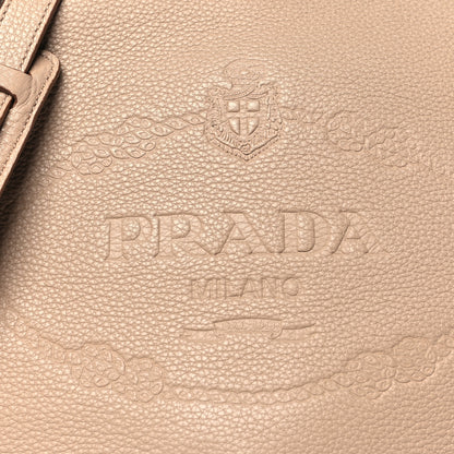 Prada Vitello Daino Embossed Logo Flap Shoulder Bag Sesamo 7 of 11