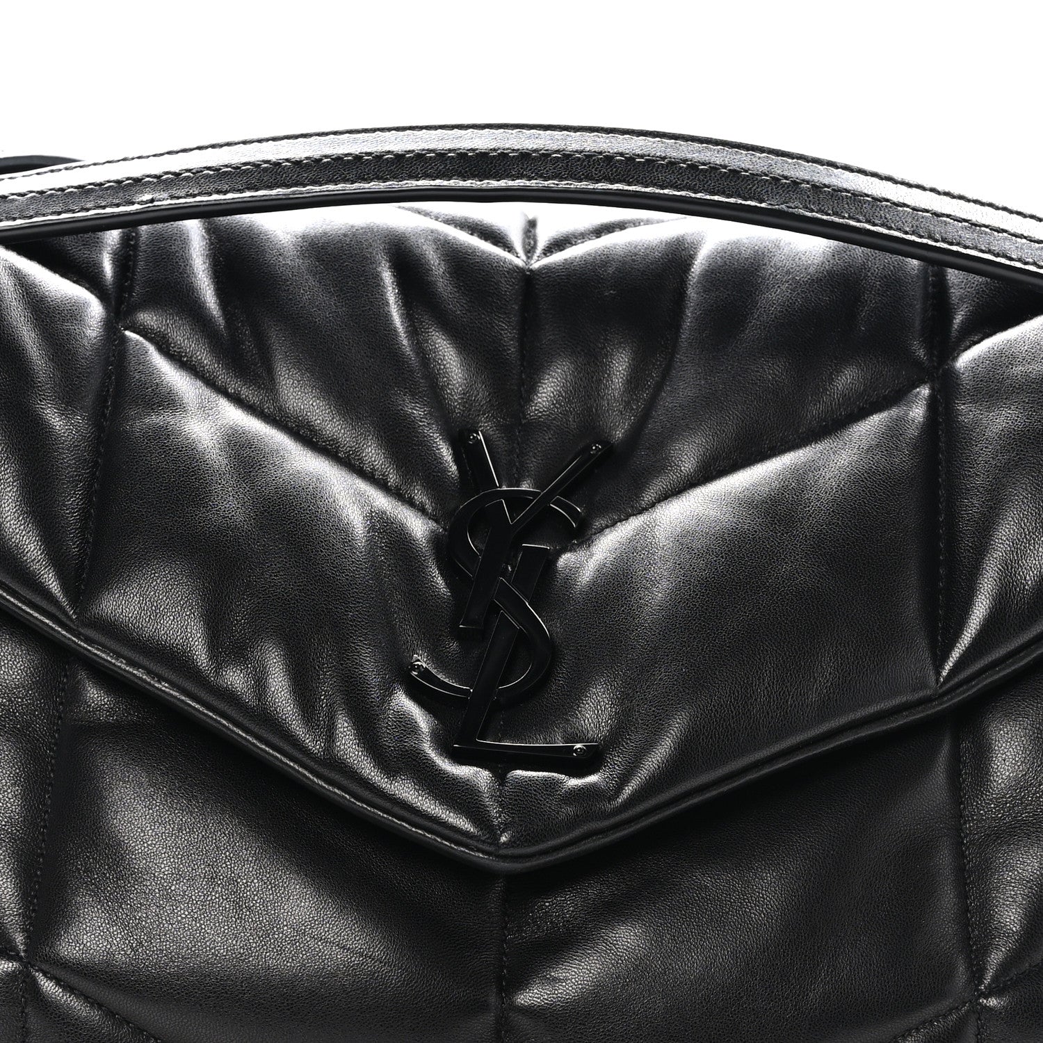 Saint Laurent Lambskin Quilted Monogram Monochrome Medium Loulou Puffer Chain Satchel Black 8 of 10