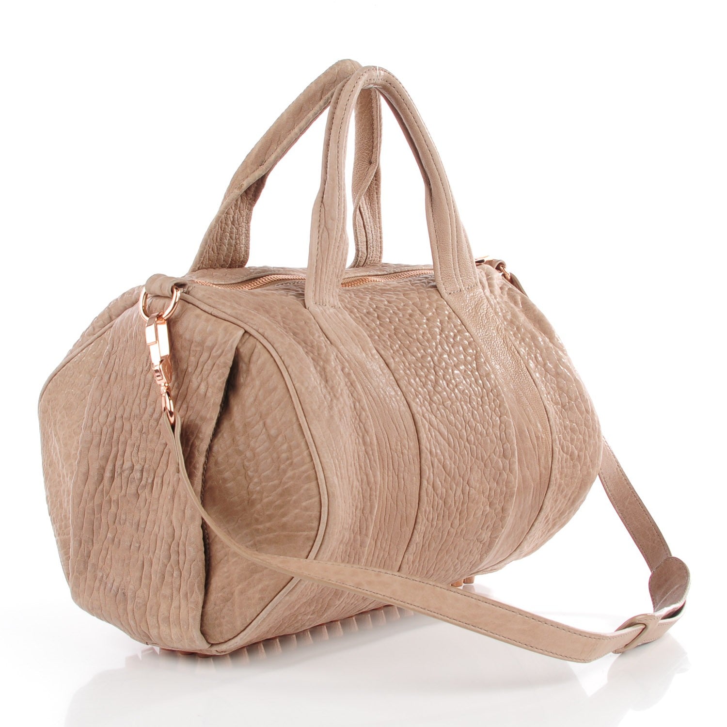 Alexander Wang Pebbled Lambskin Rocco Latte Rose Gold Hardware 3 of 9